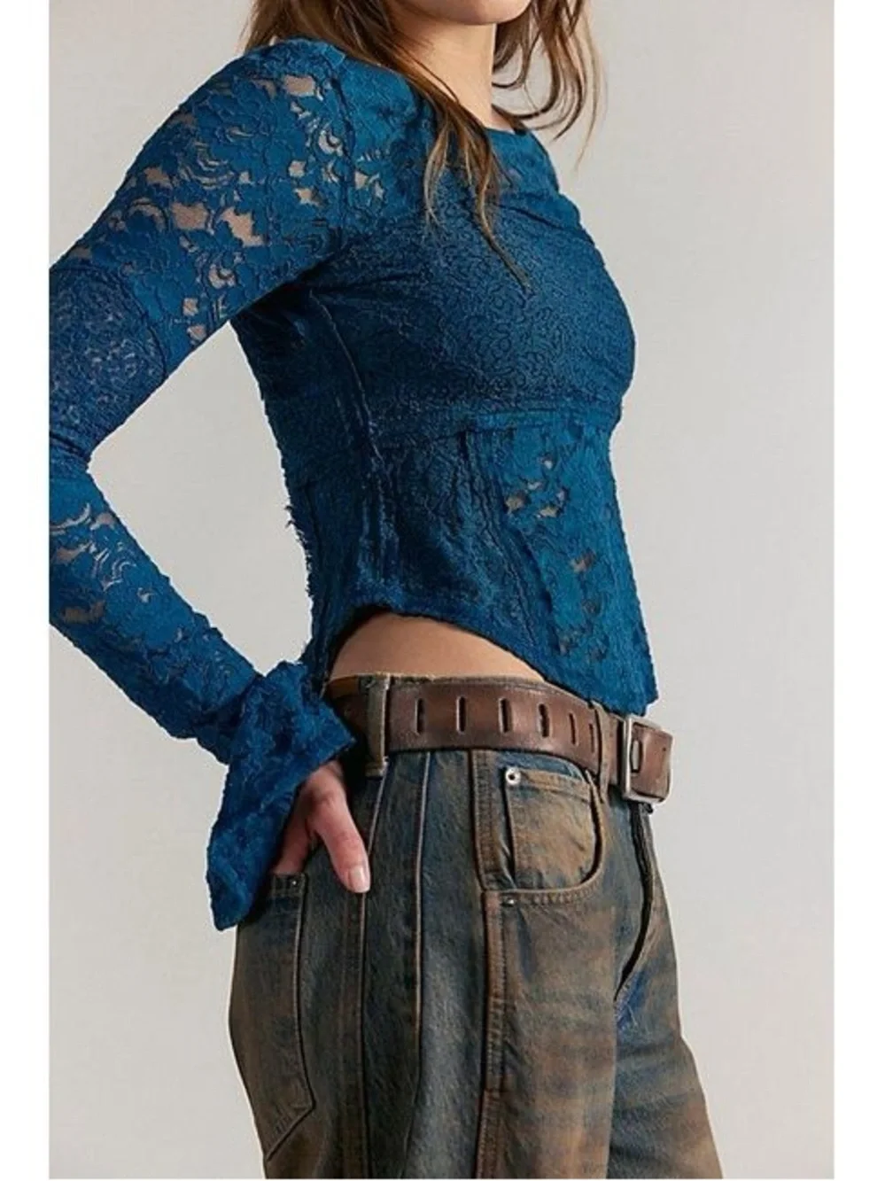 NWT free people lace long sleeve top